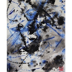 Étoile d'azurite | 30 x 38 cm | Acrylique, encre de Chine sur papier marouflé sur bois | Daniel Giroux