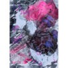 Oeuvre abstraite sur papier en techniques mixtes signée MPOIRIER avec du blanc, rose, noir, mauve, gris.