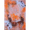 Oeuvre abstraite sur papier en techniques mixtes signée MPOIRIER avec du blanc, rose, orange, noir, gris.